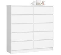 Commode AKORD K120 Blanche 120 cm 10 tiroirs façade Blanche 120x40x121 cm
