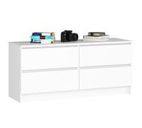 Commode AKORD K120 Blanche 120 cm 4 tiroirs façade Blanche 120x40x55 cm