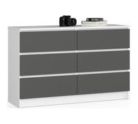 Akord Commode 6 tiroirs - Blanc et gris