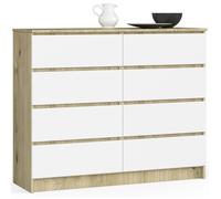 Akord Commode 8 tiroirs - Blanc chêne