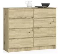 AKORD Grande Commode | Armoire à comode | Gain de Place | Pratique | Robuste | Guidage à roulettes | Chant ABS | Commode Rangement | Meubles de Salon | Chêne Artisanal