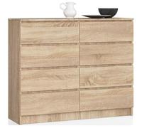 Commode AKORD K120 Chêne Sonoma 120 cm 8 tiroirs façade Chêne Sonoma 120x40x99 cm