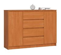 Commode AKORD K140 Aulne 138 cm 2 portes 4 tiroirs façade Aulne 4 étagères 138x40x99 cm