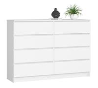 Akord Commode 8 tiroirs scandinave - Blanc mat