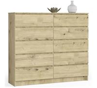 Commode AKORD K140 Chêne Artisan 138 cm 10 tiroirs façade Chêne Artisan 138x40x121 cm