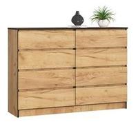 Commode AKORD K140 Chêne Craft 138 cm 8 tiroirs façade Chêne Craft 138x40x99 cm Chêne Craft
