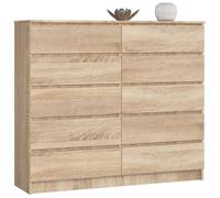 Commode AKORD K140 Chêne Sonoma 138 cm 10 tiroirs façade Chêne Sonoma 138x40x121 cm