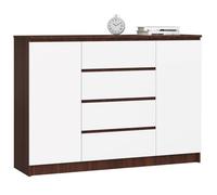 Akord Commode 2 Portes 4 Tiroirs Wengé Blanc 138X40X99