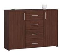 AKORD Commode 4 Tiroirs et 2 étagères avec Portes K45 | L110 x H80 x P35 cm | Moderne Bahut Meubles de Salon TV | Buffet Salle a Manger Chambre | Poids 43 kg