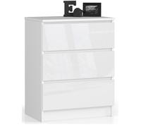 Commode AKORD K60 Blanche 60 cm 3 tiroirs façade Blanche Brillante 60x40x77 cm