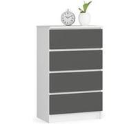 Commode AKORD K60 Blanche 60 cm 4 tiroirs façade Gris Graphite 60x40x99 cm Blanc / Gris Graphite G