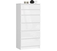 Commode AKORD K60 Blanche 60 cm 6 tiroirs façade Blanche Brillante 60x40x130 cm