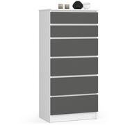 Commode AKORD K60 Blanche 60 cm 6 tiroirs façade Gris Graphite 60x40x130 cm