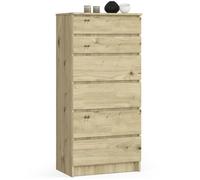 Commode AKORD K60 Chêne Artisan 60 cm 6 tiroirs façade Chêne Artisan 60x40x130 cm
