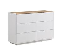 Vente-unique - Commode Amani - 6 tiroirs - MDF - Blanc laqué et Chêne