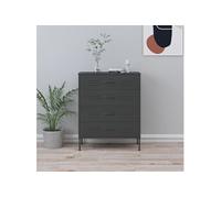 Commode 1 pièce 3 tiroirs avec niveleurs réglables en acier anthracite