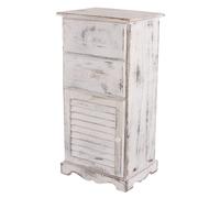 Mendler Commode/Armoire, 2 tiroirs, 1 Porte, 40x32x80cm, Shabby, Vintage - Blanc