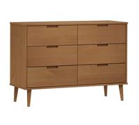 Commode Armoire de chambre - mango - MOLDE Marron 113x40x80 cm - Bois de pin massif M198