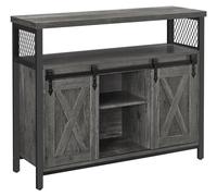 Commode, armoire de cuisine et placard de rangement avec 2 portes coulissantes | Gris pierre-noir encre | 100x33x80 cm