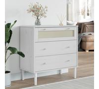 vidaXL Commode SENJA aspect de rotin blanc bois de pin solide Blanc