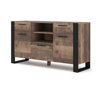 Commode avec 3 Portes, 2 Tiroirs, Meuble de Rangement Salon Multifonctionnel Idéal pour Le Chambre à Coucher, Buffet, Commode de Salon 45 x 155 x 87 cm Chêne Grange Nuka C
