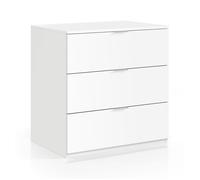 Commode avec 3 tiroirs coloris blanc - 80 x 77 x 38 cm