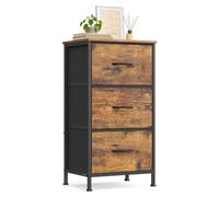 Commode avec 3 tiroirs en tissu | Finition vintage marron noir | 39,6 x 30 x 73,7 cm