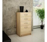 Commode avec 4 tiroirs avec surface mate, commode de 45 cm de large, armoire en bois, commode avec tiroirs, buffet, buffet haut, buffet, chambre, salon, couloir, organiseur de bureau Sonoma