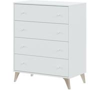 Commode avec 4 tiroirs coloris blanc artic - Hauteur 95 x Longueur 77,5 x Profondeur 40 cm