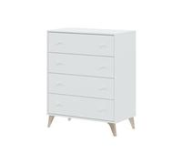 Commode avec 4 tiroirs coloris blanc artic - Hauteur 95 x Longueur 77,5 x Profondeur 40 cm