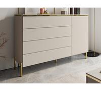 PASCAL MORABITO Vente-Unique - Commode avec 4 tiroirs et 1 Porte - Beige et doré - VUKIA