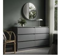 Home Collective Commode à 6 tiroirs - Commode en Bois avec tiroirs - Buffet Haut - pour Chambre à Coucher, Salon, Couloir, Bureau - Organiseur - 140 x 35 x 78 cm - Anthracite