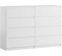 Commode avec 8 tiroirs | Blanche | 140 cm. Idéale pour les chambres, les salons, les chambres d'enfants et les bureaux. Grande commode spacieuse | 140 x 97 x 40 cm