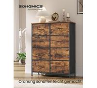 Commode avec 8 tiroirs en tissu | Noir vintage avec encre marron
