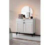 Commode avec miroir Blanc Unicolore Moderne Rectangulaire Forme Chambre à coucher Design