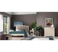 Commode avec miroir Bois Commodes Meubles Moderne Armoire Beige 2 pcs.Nouveau