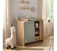Sauthon Commode à Langer 1 Porte colorée et 3 niches avec Claustra en Bois décor chêne Suave