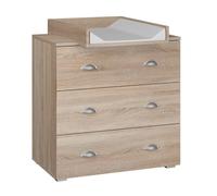 Commode avec plateau à langer en bois - Beige - L 80 x P 48-72 x H 90 cm