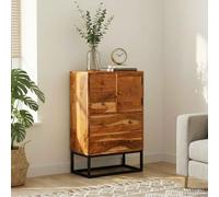 Commode avec porte Naturel 55 x 30 x 90 cm Bois d'Acacia Massif vidaXL