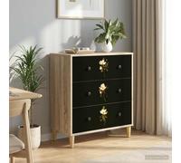 vidaXL Commode Kiel Imprimé de Pivoine Sombre 66 x 36,5 x 75 cm Sonoma, Commode Moderne, Design rectangulaire pour Le Rangement Chambre & Salon, Bois aggloméré, Essentiels Pratiques pour la Maison
