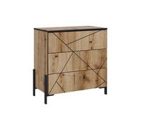 Commode avec tiroirs Hatto, 78x76.8cm avec 3 tiroirs, Chêne, Vicco 56521