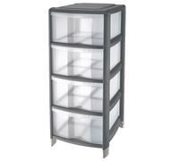 Commode Bambù Tontarelli 4 Tiroirs Blanc Graphite à Roues 86 x 39,5 cm