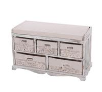 Commode / banc, 5 paniers, 77x36x45cm, shabby, vintage blanc