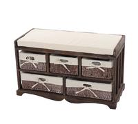 Commode / banc 5 paniers 77x36x45cm shabby vintage ~ marron