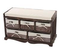 Commode / banc, 5 paniers, 77x36x45cm, shabby, vintage marron