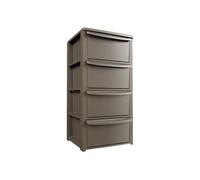 Art Plast - Commode Basse 4 tiroirs 39 x 38.5 x H 80.5 cm - Marron- Meuble de Rangement Chambre Bureau Buanderie - Meuble Bas de Rangement