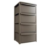 Art Plast - Commode Basse 4 tiroirs 39 x 38.5 x H 80.5 cm - Marron- Meuble de Rangement Chambre Bureau Buanderie - Meuble Bas de Rangement