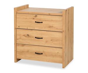 Commode bébé avec plan à langer amovible et 3 tiroirs Chêne - MON MOBILIER DESIGN - AMELIA