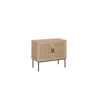 Commode - BELIANI - PASCO - 2 portes - Effet bois clair - Rotin