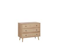 Commode - BELIANI - PONCA - 3 tiroirs - Bois clair - Rotin